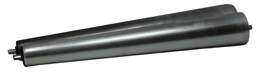 Tapered conveyor roller tubes formed by swaging 